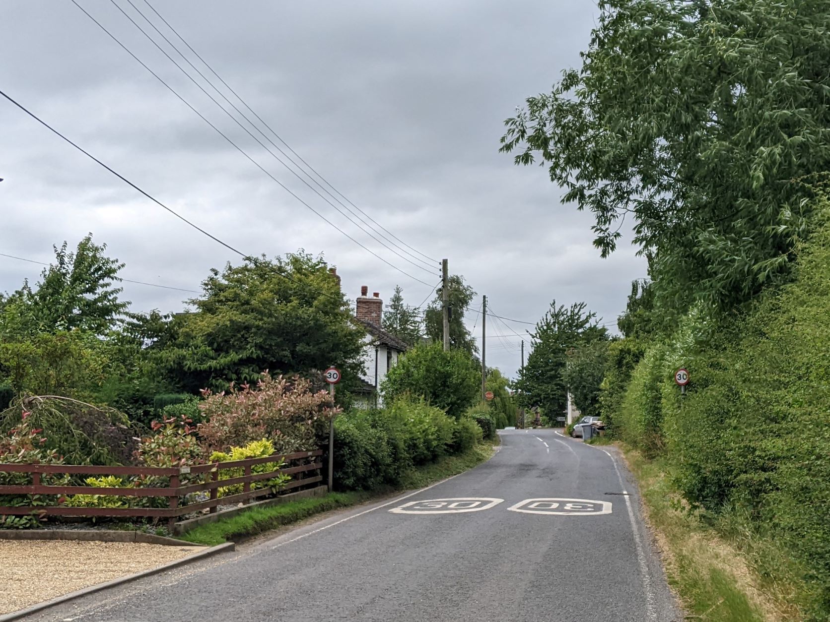 Longhill Lane approaching the main road, June 2022